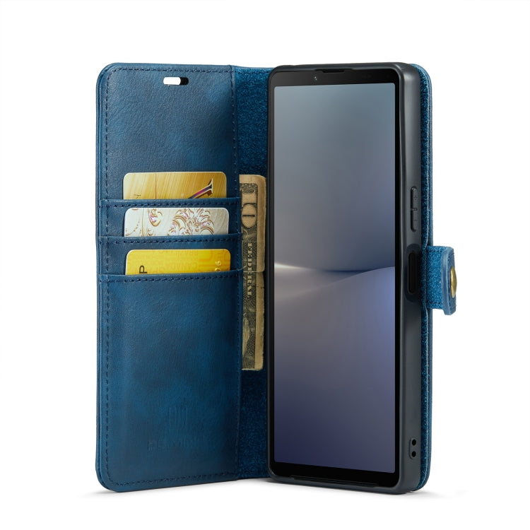 For Sony Xperia 10 V DG.MING Crazy Horse Texture Detachable Magnetic Leather Phone Case(Blue) by DG.MING