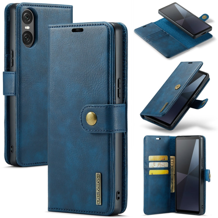 For Sony Xperia 10 VI DG.MING Crazy Horse Texture Detachable Magnetic Leather Phone Case(Blue) by DG.MING