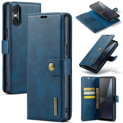 For Sony Xperia 10 VI DG.MING Crazy Horse Texture Detachable Magnetic Leather Phone Case(Blue) by DG.MING