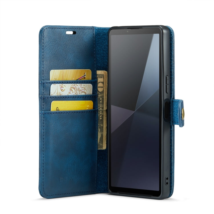 For Sony Xperia 10 VI DG.MING Crazy Horse Texture Detachable Magnetic Leather Phone Case(Blue) by DG.MING