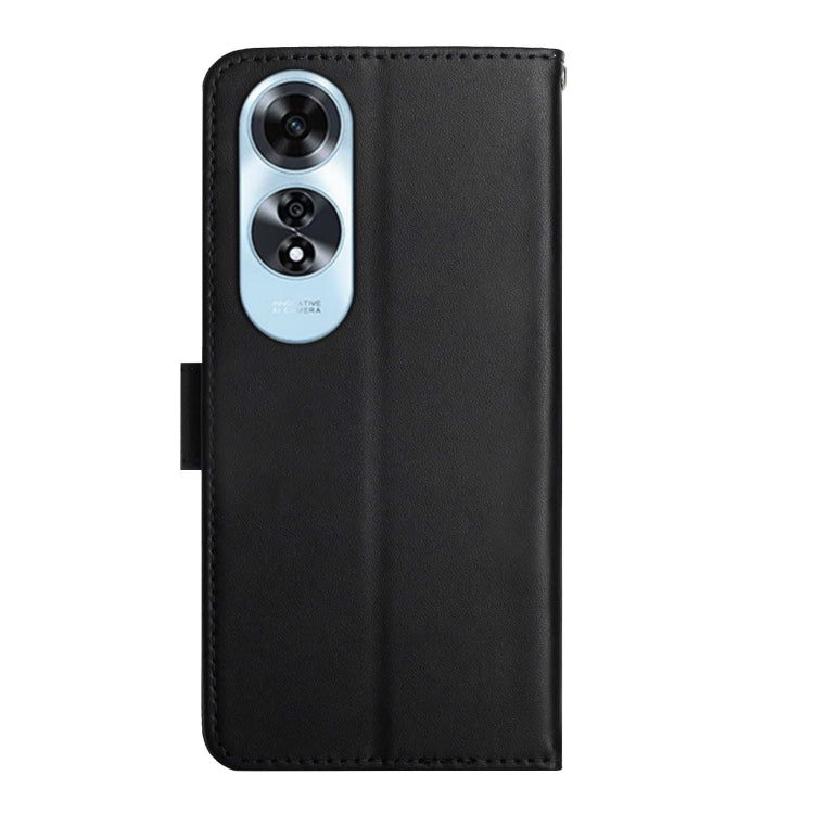 For OPPO A60 4G HT02 Genuine Leather Fingerprint-proof Flip Phone Case(Black) by buy2fix