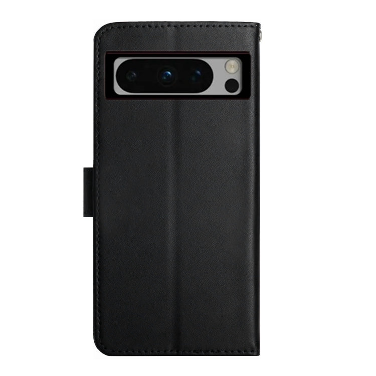 For Google Pixel 8 Pro HT02 Genuine Leather Fingerprint-proof Flip Phone Case(Black) - Google Cases by buy2fix | Online Shopping UK | buy2fix