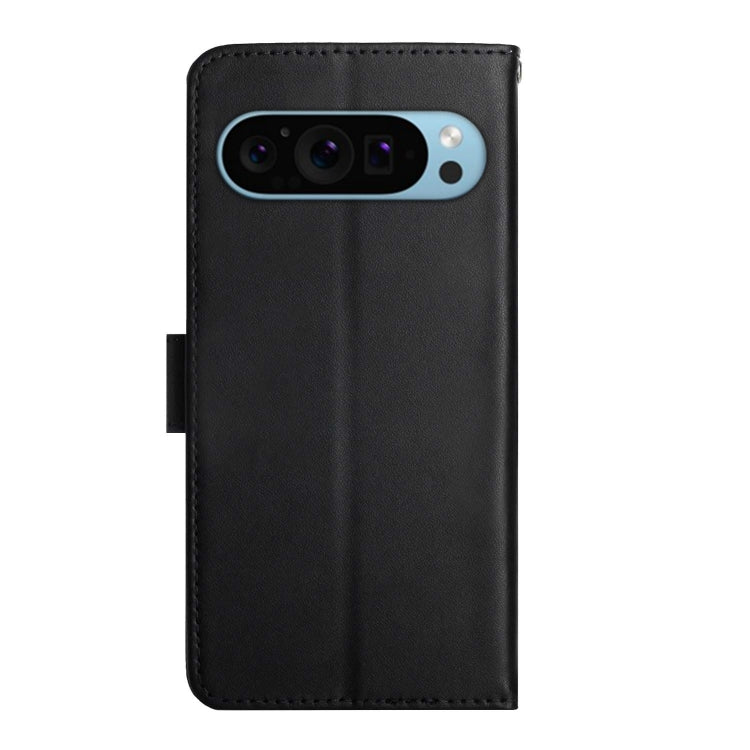 For Google Pixel 9 HT02 Genuine Leather Fingerprint-proof Flip Phone Case(Black) by buy2fix