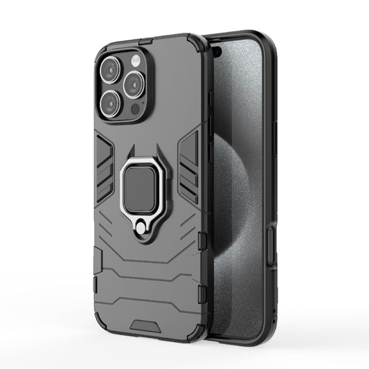 For iPhone 16 Pro Max Shockproof PC + TPU Holder Phone Case(Black) by buy2fix