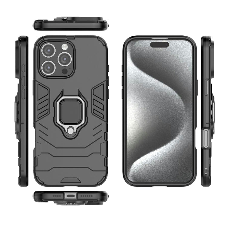 For iPhone 16 Pro Max Shockproof PC + TPU Holder Phone Case(Black) by buy2fix