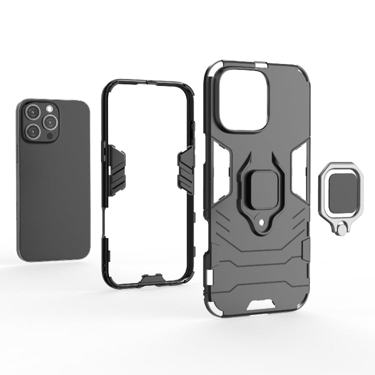 For iPhone 16 Pro Max Shockproof PC + TPU Holder Phone Case(Black) by buy2fix