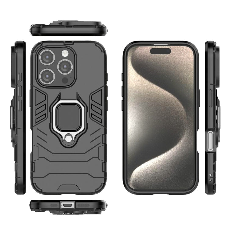 For iPhone 16 Pro Shockproof PC + TPU Holder Phone Case(Black) by buy2fix