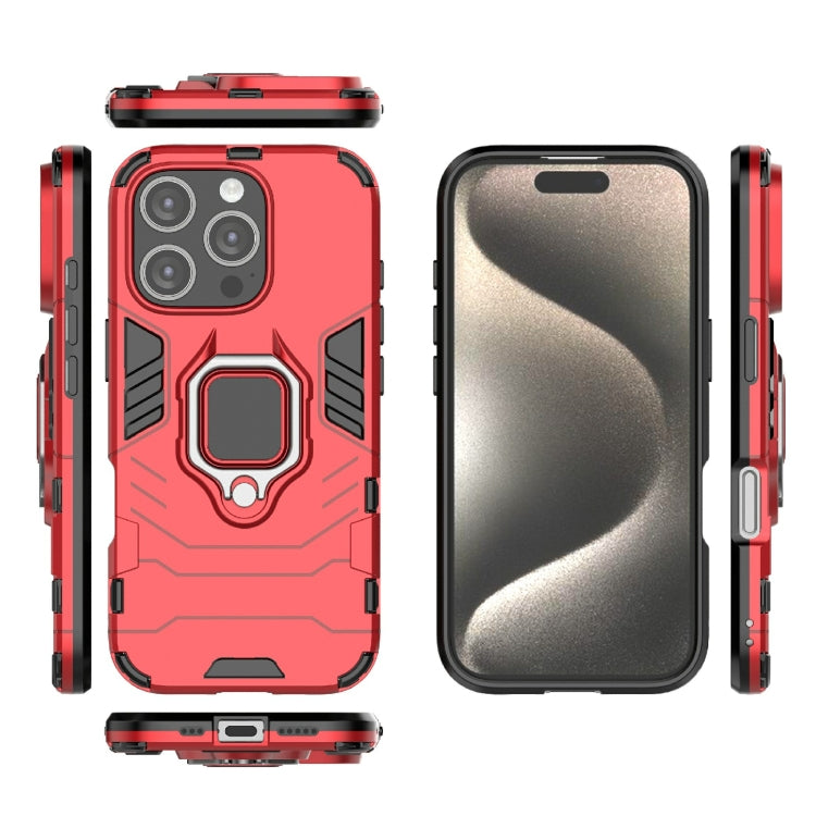 For iPhone 16 Pro Shockproof PC + TPU Holder Phone Case(Red) by buy2fix