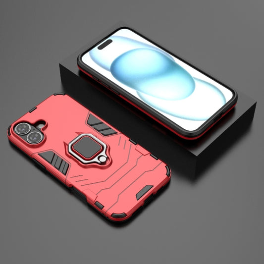 For iPhone 16 Plus Shockproof PC + TPU Holder Phone Case(Red) - iPhone 16 Plus Cases by buy2fix | Online Shopping UK | buy2fix