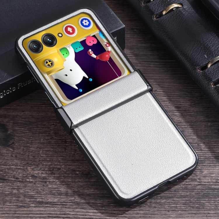 For Motorola Razr 40 Ultra Three-stage Folding Leather Texture Phone Case(Silver) by buy2fix