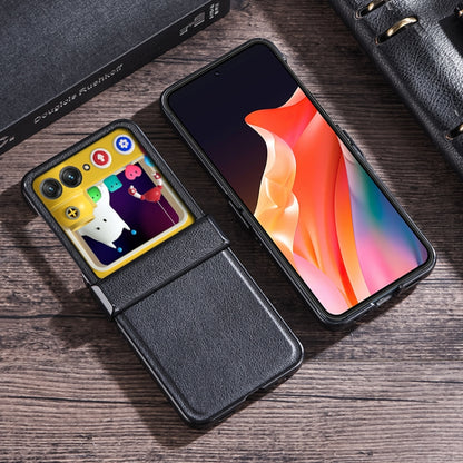 For Motorola Razr 50 Three-stage Folding Leather Texture Phone Case(Black) by buy2fix