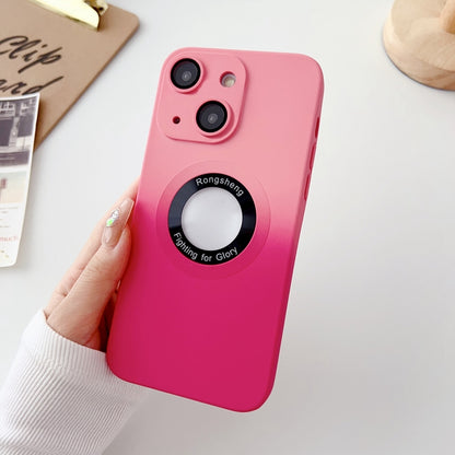 For iPhone 14 Two-color Gradient MagSafe TPU Phone Case(Pink+Red) by buy2fix