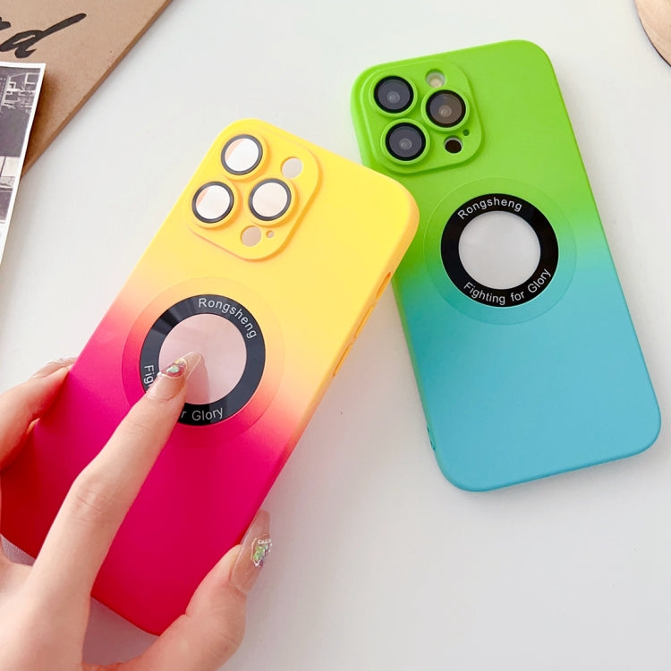 For iPhone 14 Two-color Gradient MagSafe TPU Phone Case(Pink+Blue) by buy2fix