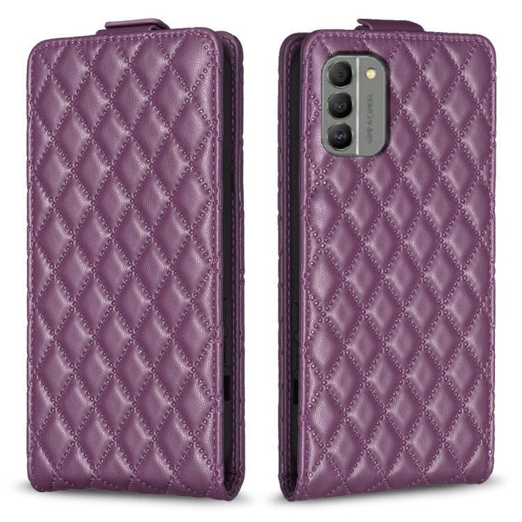 For Nokia G310 Diamond Lattice Vertical Flip Leather Phone Case(Dark Purple) by buy2fix