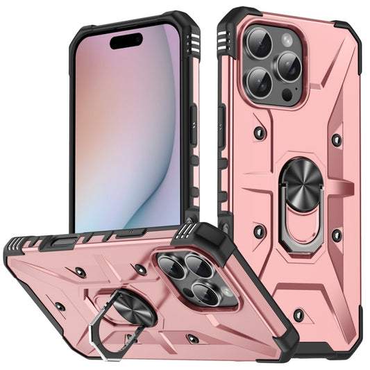 For iPhone 16 Pro Max Ring Holder Phone Case(Rose Gold) by buy2fix
