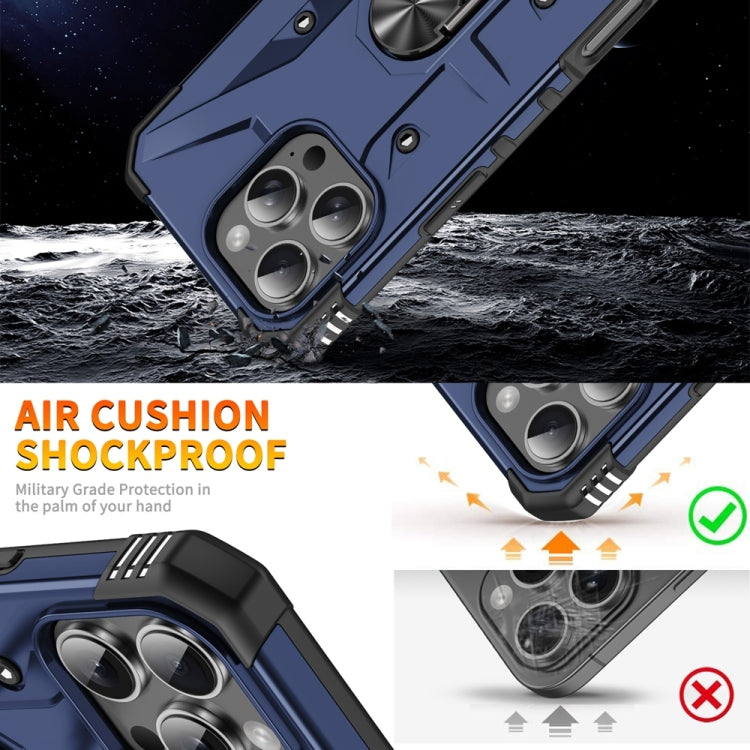 For iPhone 16 Pro Max Ring Holder Phone Case(Blue) by buy2fix