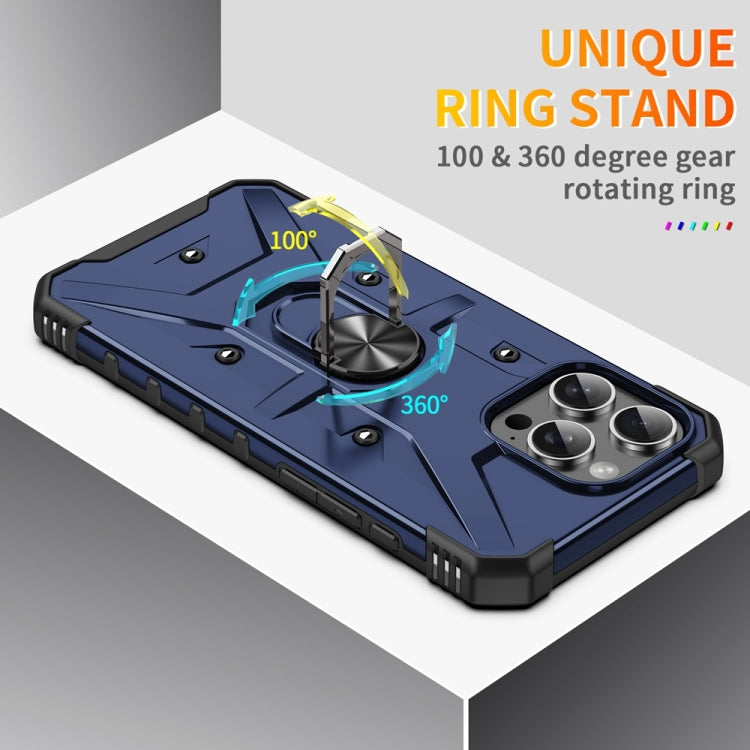 For iPhone 16 Pro Max Ring Holder Phone Case(Blue) by buy2fix