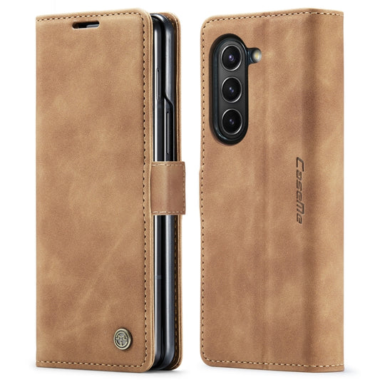 For Samsung Galaxy Z Fold5 CaseMe-013 Multifunctional Retro Frosted Leather Phone Case(Brown) - Galaxy Z Fold5 Cases by CaseMe | Online Shopping UK | buy2fix