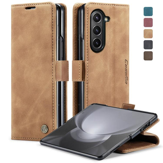 For Samsung Galaxy Z Fold5 CaseMe-013 Multifunctional Retro Frosted Leather Phone Case(Brown) - Galaxy Z Fold5 Cases by CaseMe | Online Shopping UK | buy2fix