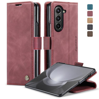 For Samsung Galaxy Z Fold5 CaseMe-013 Multifunctional Retro Frosted Leather Phone Case(Wine Red) - Galaxy Z Fold5 Cases by CaseMe | Online Shopping UK | buy2fix