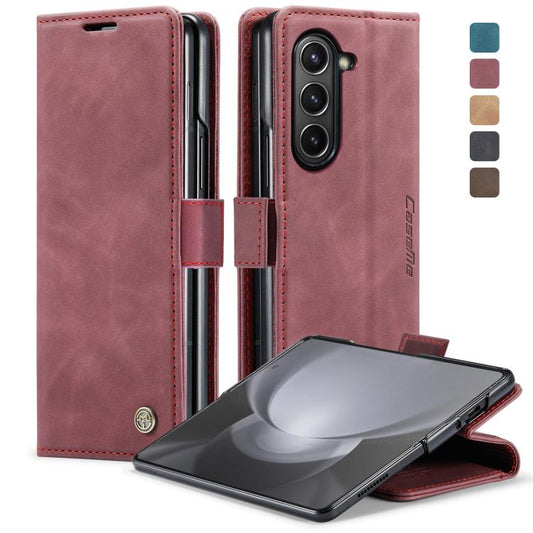 For Samsung Galaxy Z Fold5 CaseMe-013 Multifunctional Retro Frosted Leather Phone Case(Wine Red) - Galaxy Z Fold5 Cases by CaseMe | Online Shopping UK | buy2fix