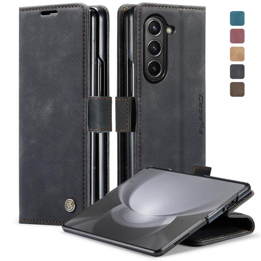 For Samsung Galaxy Z Fold5 CaseMe-013 Multifunctional Retro Frosted Leather Phone Case(Black) - Galaxy Z Fold5 Cases by CaseMe | Online Shopping UK | buy2fix