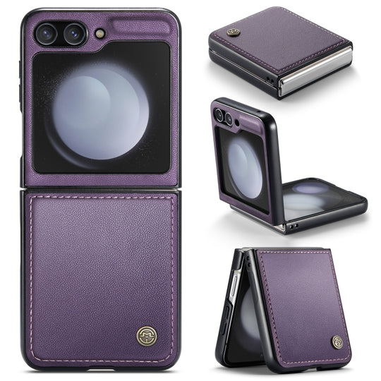 For Samsung Galaxy Z Flip5 CaseMe 023 Butterfly Buckle Litchi Texture RFID Anti-theft Leather Phone Case(Pearly Purple)