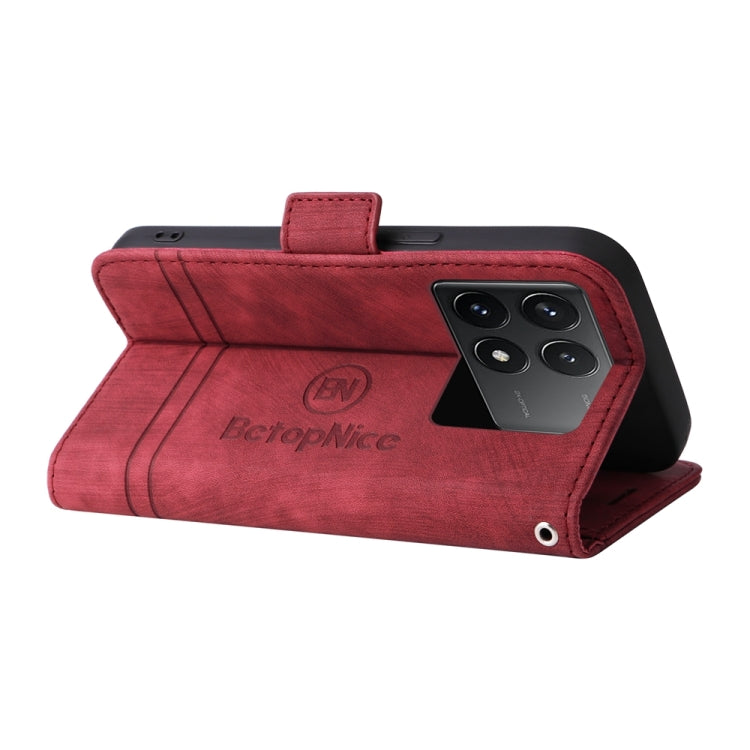 For Xiaomi Redmi K70 / K70 Pro 5G BETOPNICE Dual-side Buckle Leather Phone Case(Red) - Xiaomi Cases by BETOPNICE | Online Shopping UK | buy2fix