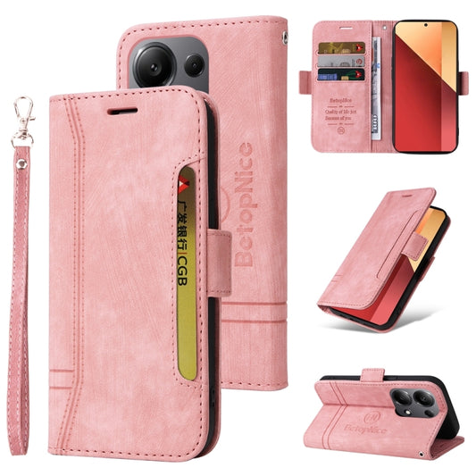 For Xiaomi Poco M6 Pro 4G/Redmi Note13 Pro 4G Global BETOPNICE Dual-side Buckle Leather Phone Case(Pink) - Xiaomi Cases by BETOPNICE | Online Shopping UK | buy2fix