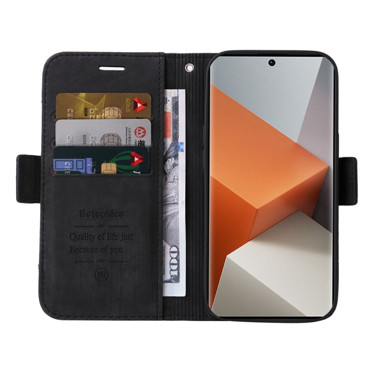 For Xiaomi Redmi Note 13 Pro+ 5G Global BETOPNICE Dual-side Buckle Leather Phone Case(Black) - Xiaomi Cases by BETOPNICE | Online Shopping UK | buy2fix