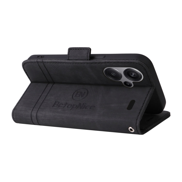 For Xiaomi Redmi Note 13 Pro+ 5G Global BETOPNICE Dual-side Buckle Leather Phone Case(Black) - Xiaomi Cases by BETOPNICE | Online Shopping UK | buy2fix