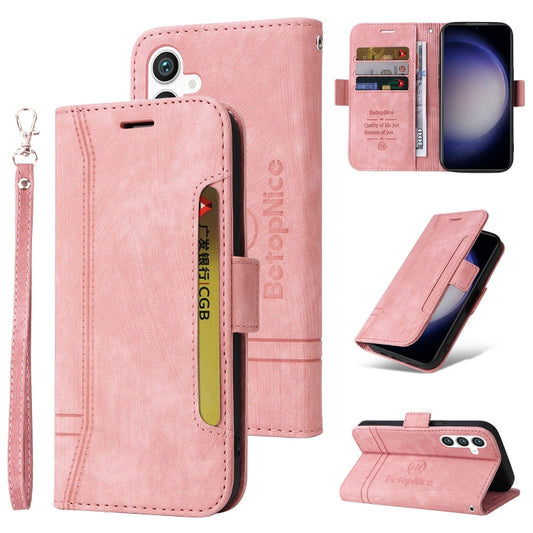For Samsung Galaxy S23 FE 5G BETOPNICE Dual-side Buckle Leather Phone Case(Pink) - Galaxy S23 FE 5G Cases by BETOPNICE | Online Shopping UK | buy2fix