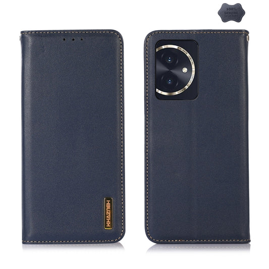 For Honor 100 KHAZNEH Nappa Top Layer Cowhide Leather Phone Case(Blue) - Honor Cases by buy2fix | Online Shopping UK | buy2fix