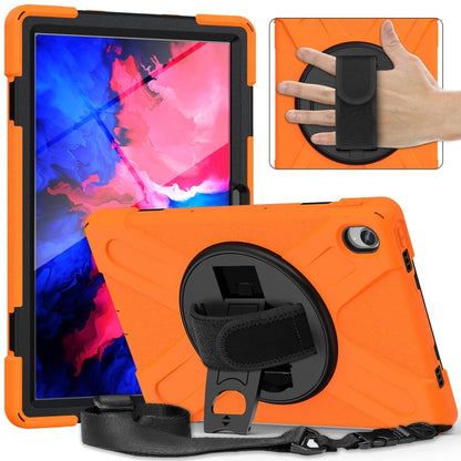 For Lenovo Tab P11 Silicone Hybrid PC Tablet Case with Grip & Shoulder Strap(Orange) by buy2fix
