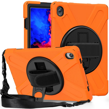 For Lenovo Tab P11 Silicone Hybrid PC Tablet Case with Grip & Shoulder Strap(Orange) by buy2fix