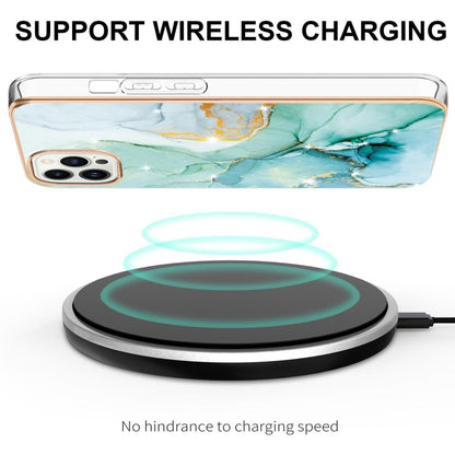 For iPhone 16 Pro Electroplating Marble Pattern Dual-side IMD TPU Shockproof Phone Case (Green 003) by buy2fix