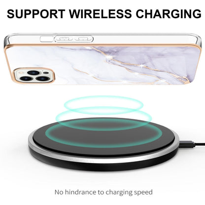 For iPhone 16 Pro Electroplating Marble Pattern Dual-side IMD TPU Shockproof Phone Case (White 006) by buy2fix