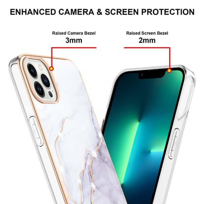 For iPhone 16 Pro Electroplating Marble Pattern Dual-side IMD TPU Shockproof Phone Case (White 006) by buy2fix