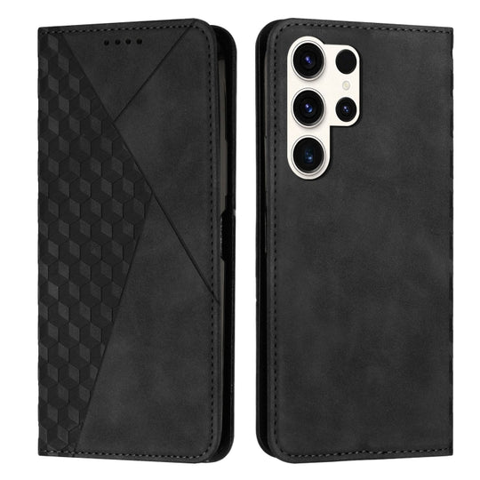 ForSamsung Galaxy S24 Ultra Diamond Splicing Skin Feel Magnetic Leather Phone Case(Black)