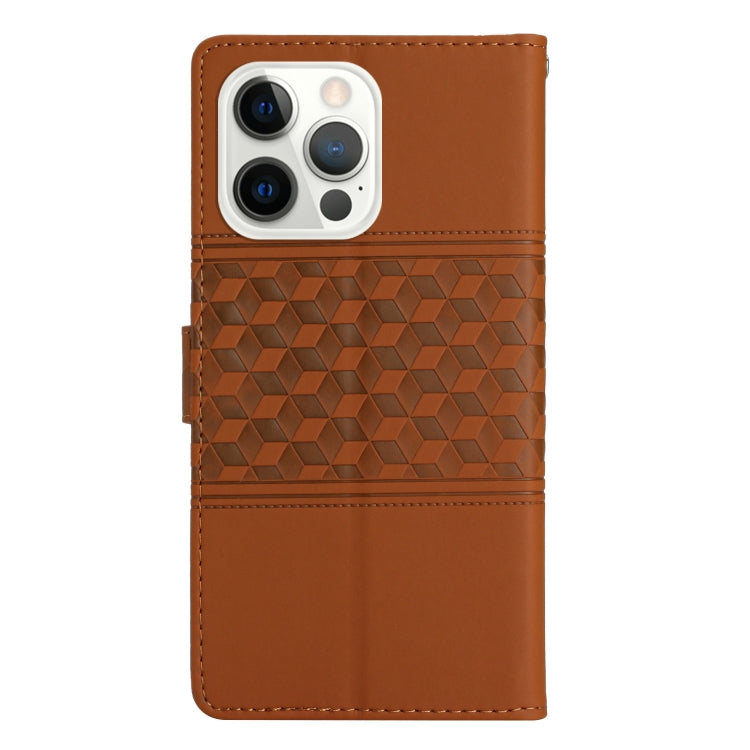 For iPhone 16 Pro Max Diamond Embossed Skin Feel Leather Phone Case(Brown) by buy2fix