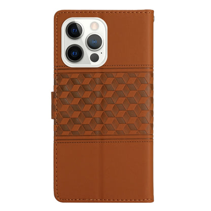 For iPhone 16 Pro Max Diamond Embossed Skin Feel Leather Phone Case(Brown) by buy2fix