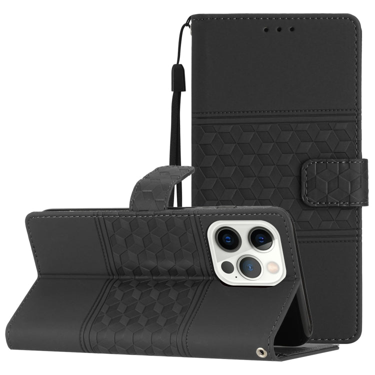 For iPhone 16 Pro Max Diamond Embossed Skin Feel Leather Phone Case(Black) by buy2fix