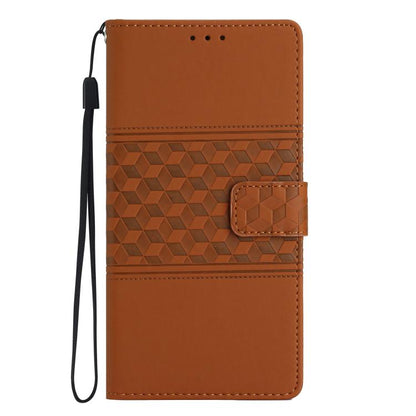 For iPhone 16e Diamond Embossed Skin Feel Leather Phone Case(Brown) - iPhone 16e Cases by buy2fix | Online Shopping UK | buy2fix
