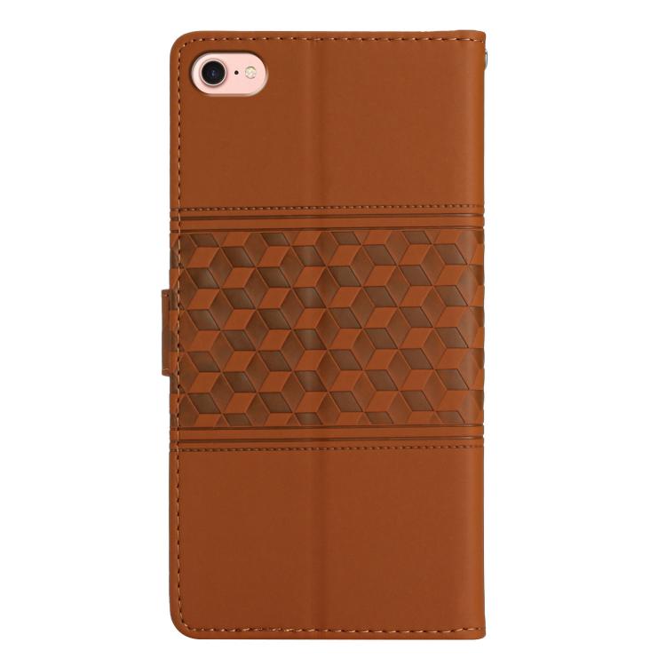 For iPhone 16e Diamond Embossed Skin Feel Leather Phone Case(Brown) - iPhone 16e Cases by buy2fix | Online Shopping UK | buy2fix