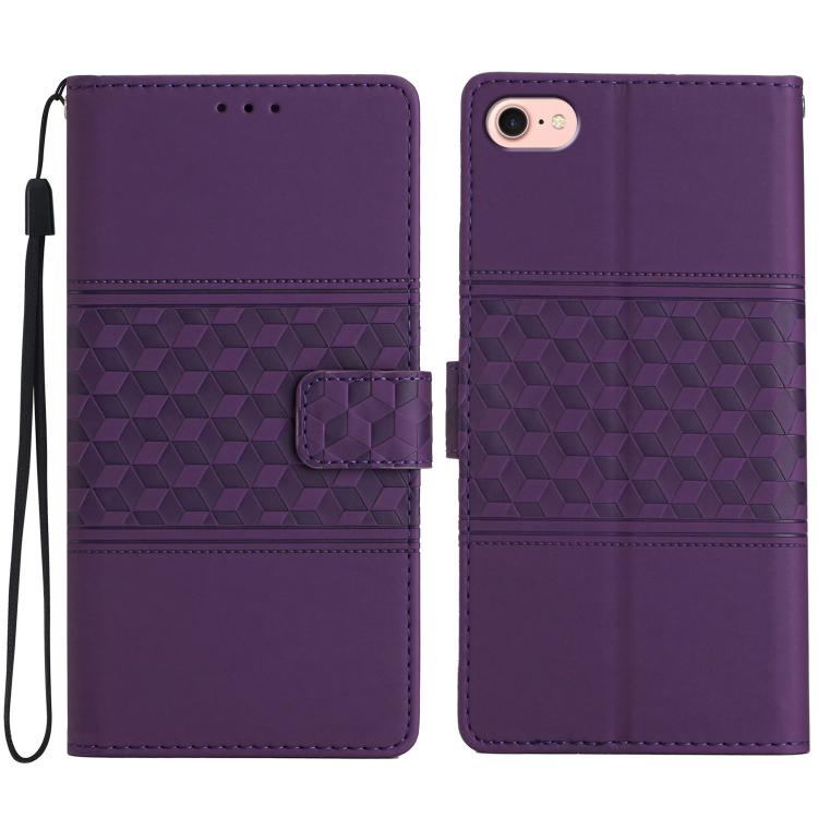 For iPhone 16e Diamond Embossed Skin Feel Leather Phone Case(Purple) - iPhone 16e Cases by buy2fix | Online Shopping UK | buy2fix