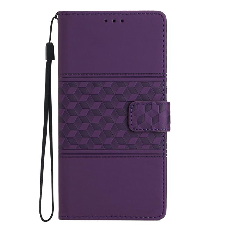 For iPhone 16e Diamond Embossed Skin Feel Leather Phone Case(Purple) - iPhone 16e Cases by buy2fix | Online Shopping UK | buy2fix