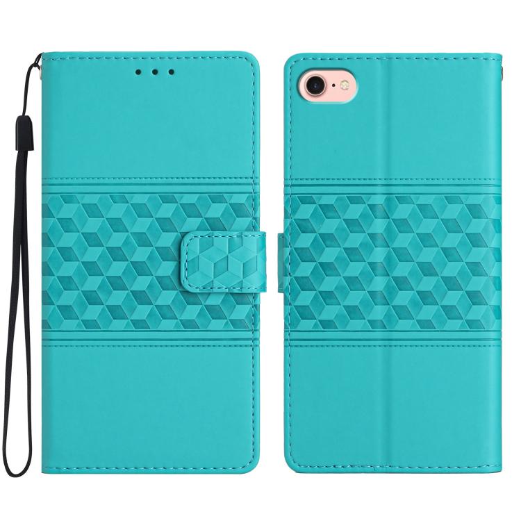 For iPhone 16e Diamond Embossed Skin Feel Leather Phone Case(Blue) - iPhone 16e Cases by buy2fix | Online Shopping UK | buy2fix