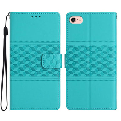 For iPhone 16e Diamond Embossed Skin Feel Leather Phone Case(Blue) - iPhone 16e Cases by buy2fix | Online Shopping UK | buy2fix