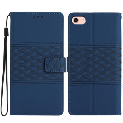 For iPhone 16e Diamond Embossed Skin Feel Leather Phone Case(Dark Blue) - iPhone 16e Cases by buy2fix | Online Shopping UK | buy2fix