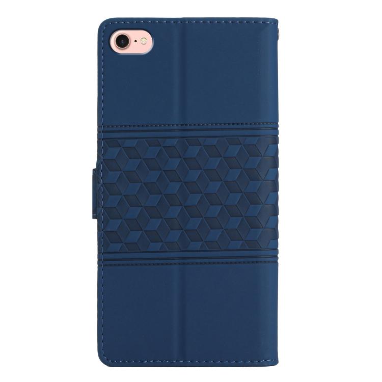 For iPhone 16e Diamond Embossed Skin Feel Leather Phone Case(Dark Blue) - iPhone 16e Cases by buy2fix | Online Shopping UK | buy2fix